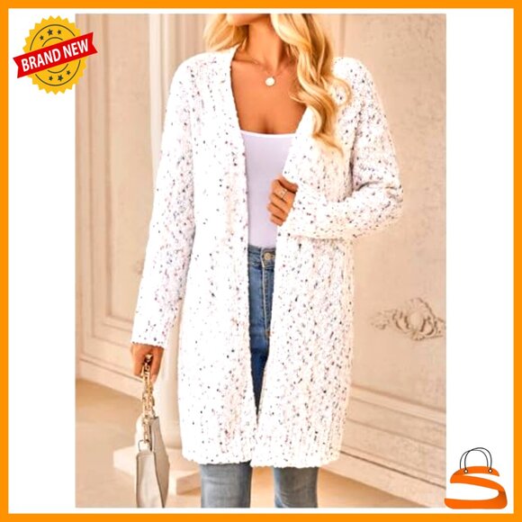 Chunky Popcorn Knit Cardigan Oversized Open Front Cozy Sweater Long Sleeve - Picture 6 of 6